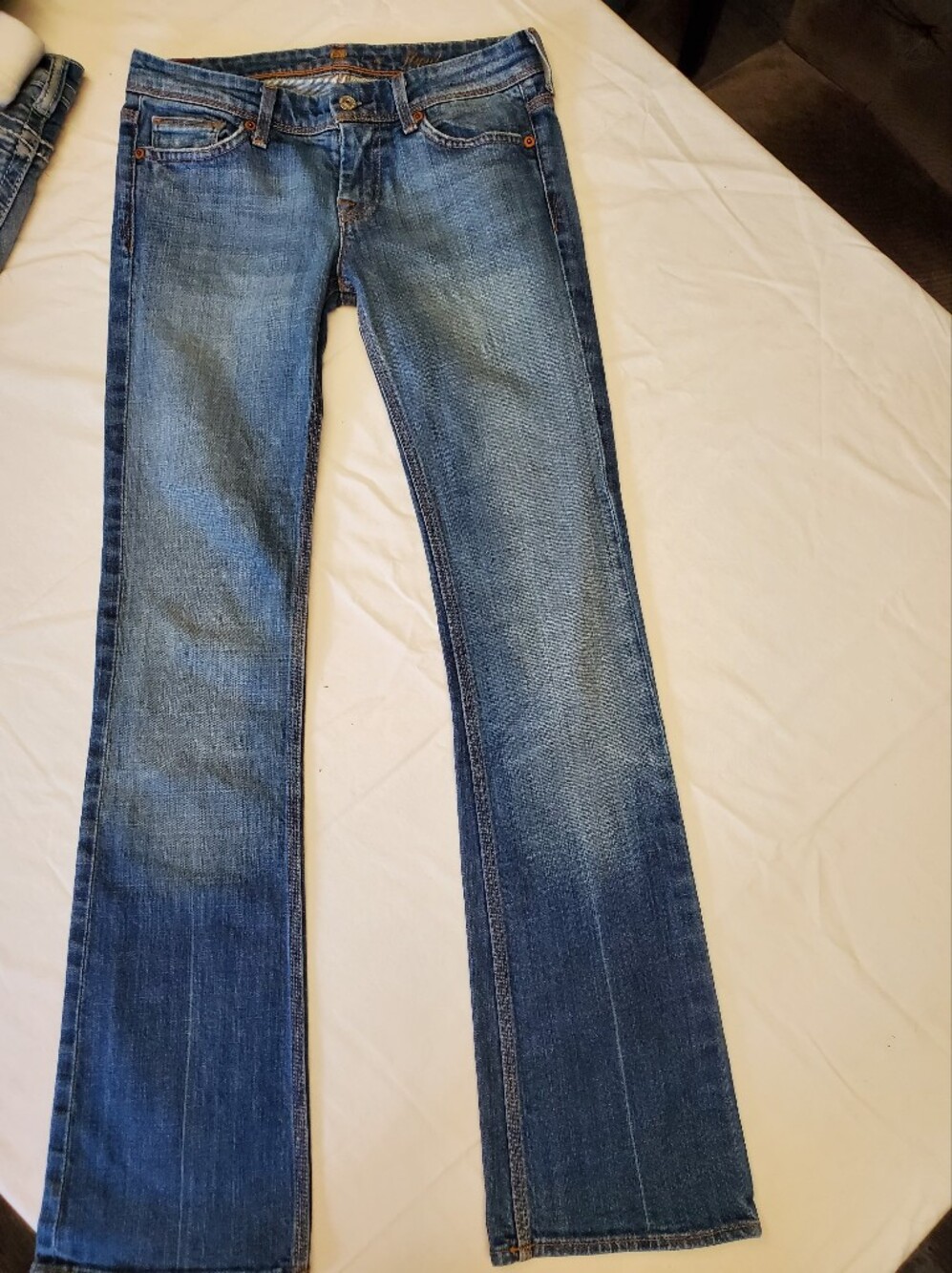 For All Mankind Flynt Bootcut Jeans Women's Medium Wash Flap Pocket USA